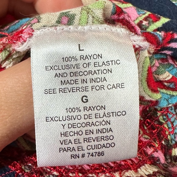 Bila Boho Paisley Floral Red Blue Smocked High Waist Flowy Festival Shorts Large - Picture 6 of 7